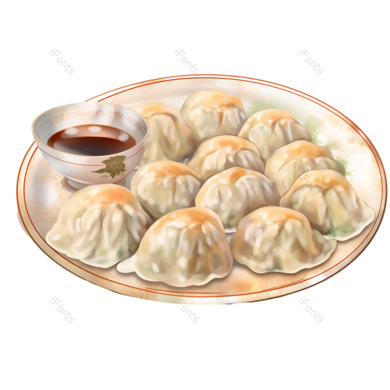 饺子图片,一盘饺子元素,美食PNG,美味免抠素材